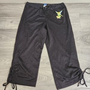 Vintage Disney‎ Tinkerbell Black Pants Size M 90's Mesh Capri Drawstring Y2K